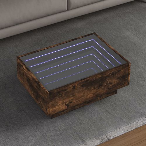 Vidaxl Table Basse Avec Led Chêne Fumé 70x50x30 Cm Bois D'ingénierie
