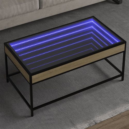 Vidaxl Table Basse Avec Led Infini Chêne Sonoma 90x50x41 Cm