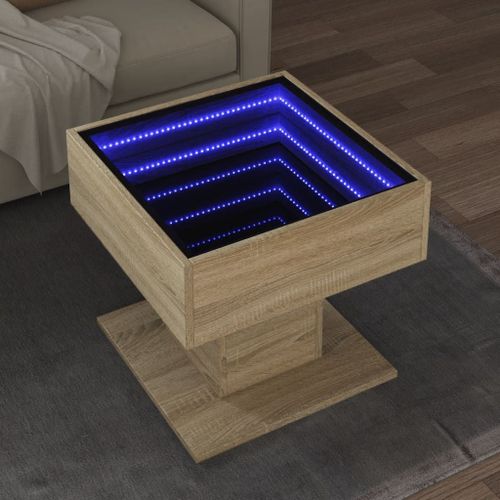 Vidaxl Table Basse Avec Led Chêne Sonoma 50x50x45 Cm Bois D'ingénierie