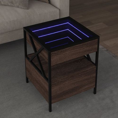 Vidaxl Table Basse Avec Led Infinity Chêne Marron 40x40x51 Cm