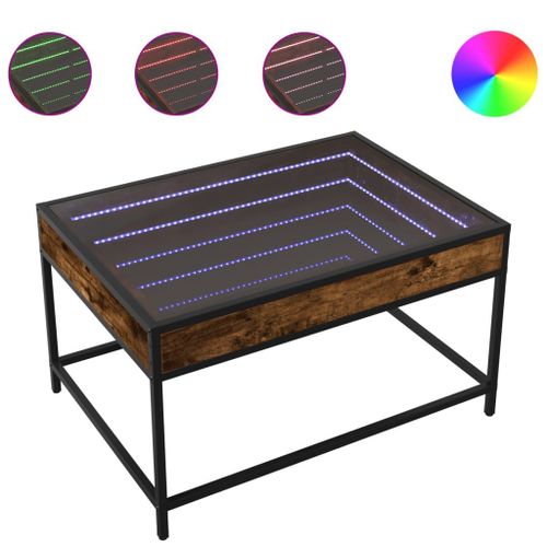 Vidaxl Table Basse Avec Led Infini Chêne Fumé 70x50x41 Cm