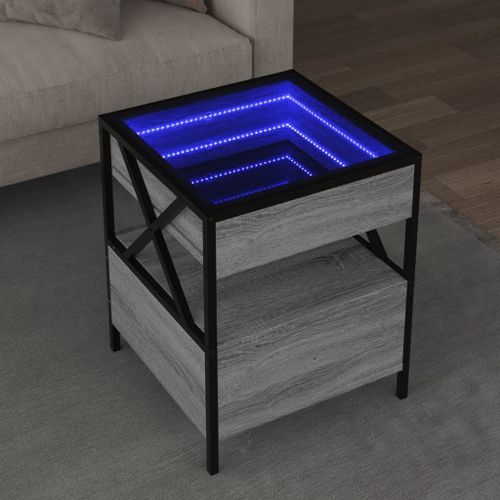 Vidaxl Table Basse Avec Led Infinity Sonoma Gris 40x40x51 Cm