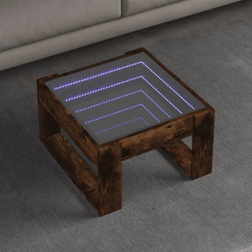 Vidaxl Table Basse Avec Led Infini Chêne Fumé 50x53x30 Cm