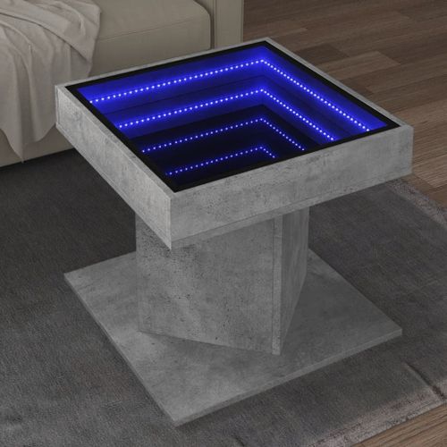 Vidaxl Table Basse Avec Led Gris Béton 50x50x45 Cm Bois D'ingénierie