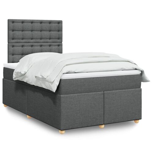 vidaXL Sommier à lattes de lit avec matelas Gris foncé 120x200cm Tissu