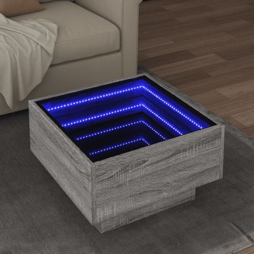 Vidaxl Table Basse Avec Led Sonoma Gris 50x50x30 Cm Bois D'ingénierie