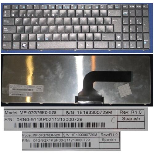 Clavier Qwerty Espagnol / Spanish Pour ASUS N50 N50V N50VC N50VG N50VN Series, Noir / Black, Model: MP-07G76E0-528, P/N: 04GNQX1KSP00-2, 0KN0-511SP02