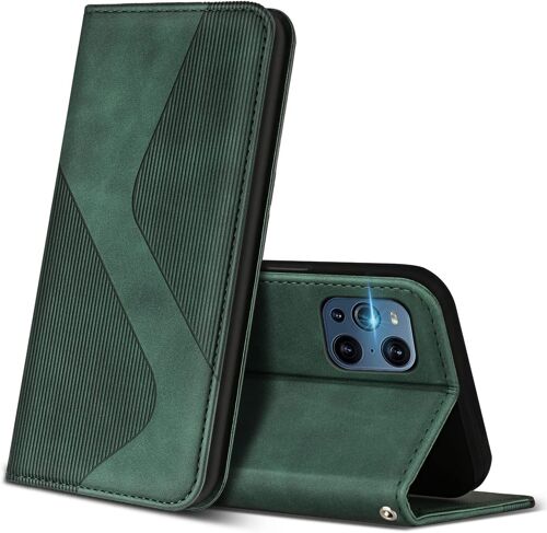 Coque pour Oppo Find X3 / Oppo Find X3 Pro, Premium de [Emplacements Cartes], Clapet Folio pour Oppo Find X3 / Oppo Find X3 Pro (Vert)