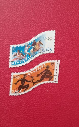 Timbres France 3686 3687 Jo Athenes Obliteres Annee 2004