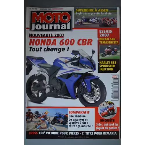 Moto Journal 1726 De 2006 Everts,Honda Cbr 600rr,Ducati S4r Testastretta,Suzuki Gsxr 750,Yamaha R6,Harley Xl 883r Sportster,Hayden,
