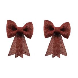 Offerta 2 Fiocchi 13x14cm Rosso Con Glitter Appendibile Natale Albero Addobbi