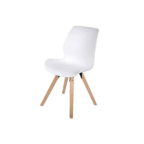 Sedia Da Esterno Bianca 47x56x87 Cm Gambe In Legno Accessori Decoro Giardino