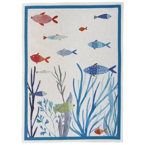 Poseidon Canovaccio Da Cucina Di Lino Blu 50x70 - Tessitura Toscana