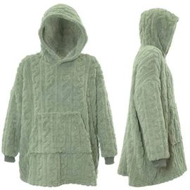 FELPA CON CAPPUCCIO DESIGN A MAGLIA, 70X50X87CM, VERDE MENTA, NATALE, PILE, SOFFICE, CALDO, INVERNO, REGALO