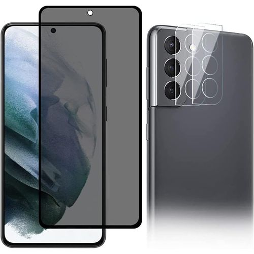 Verre Trempé Anti-Espion Compatible Avec Samsung Galaxy S21 Fe + 2 Pièces Caméra Lens Verre Trempé ?9h Dureté ?Privacy Protecteur D'écran De Confidentialité Pour Samsung Galaxy S21 Fe