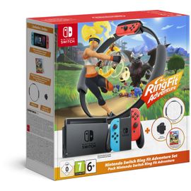 Console Nintendo Switch Ring Fit Adventure Set avec joy-con rouge fluo et Bleu néon