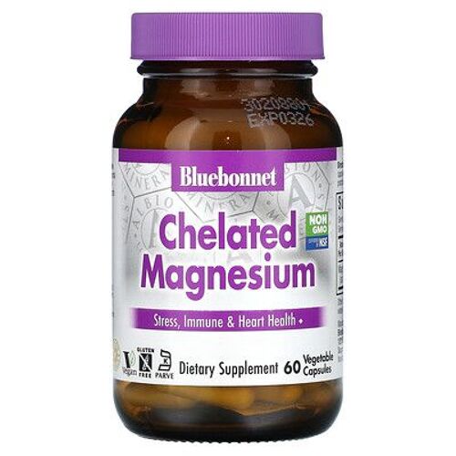 Bluebonnet Nutrition, Magnésium Chélaté, 60 Capsules Végétales 