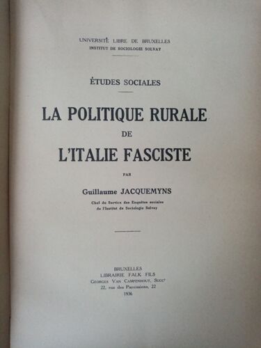 La Politique Rurale De L'italie Fasciste