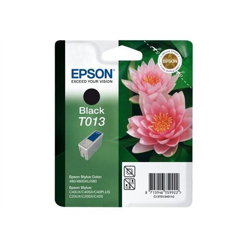 Epson T013 - 10 ml - noir - original - emballage coque avec alarme radioélectrique/ acoustique - cartouche d'encre - pour Stylus C20, C20SX, C20UX, C40, C40S, C40SX, C40UX; Stylus Color 480, 480SX, 480SXU, 580
