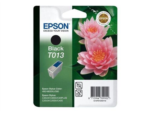 Epson T013 - Cartouche d'impression - 1 x noir - 300 pages - emballage coque avec alarme radioélectrique/ acoustique - pour Stylus C20, C20SX, C20UX, C40, C40S, C40SX, C40UX; Stylus Color 480...