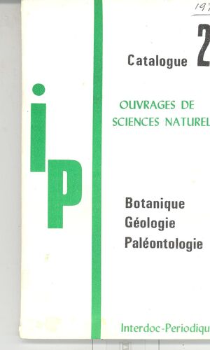 Catalogue 2 Ouvrages De Sciences Naturelles Botanique Géologie Paléontologie 1971