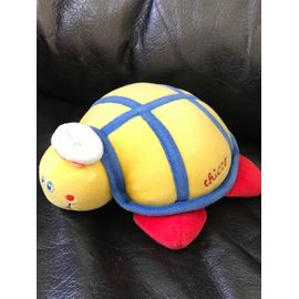 Doudou Peluche Hochet Tortue Jaune Et Bleu, Pattes Rouge Chapeau Blanc 13cm Chicco 