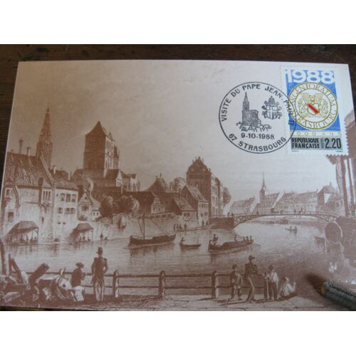 Carte Visite Du Pape J.P Ii Oct.1988 Strasbourg