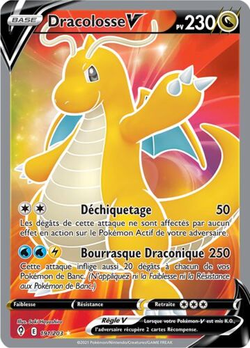 Carte Pokémon Dracolosse V Full Art 191/203