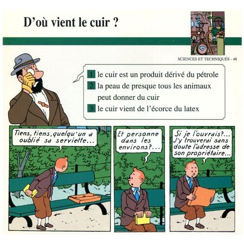 Fiche Atlas Tintin - Sciences Et Techniques N°48 D'où Vient Le Cuir ?