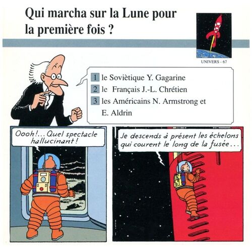 Fiche Atlas Tintin - Univers N°67 Qui Marcha Sur La Lune La Première Fois ?