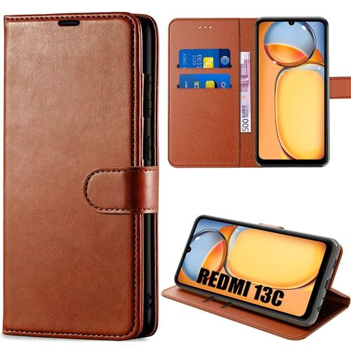 Coque Intégrale pour Xiaomi Redmi 13C, Protection en Cuir PU Rose Antichoc Anti-Rayures - E.F.Connection