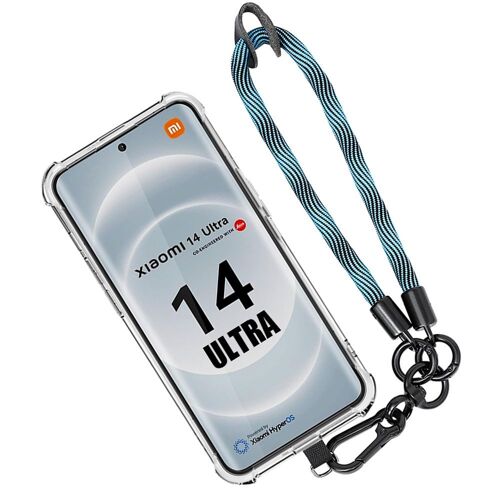 Coque Pour Xiaomi 14 Ultra (Pas Pour Xiaomi 14) Avec Bracelet Amovible Bleu - Coque Transparente En Silicone - E.F.Connection