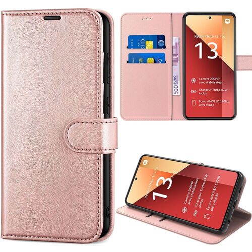 Coque pour Xiaomi Redmi Note 13 Pro 4G (pas pour 5G) Anti-Rayures Antichoc Synthécuir Souple - Rose - E.F.Connection