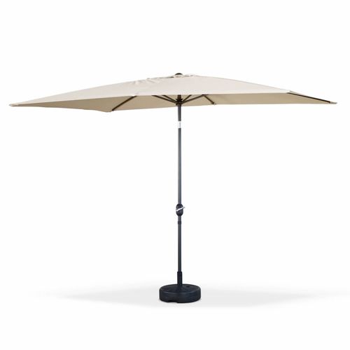 Parasol Droit Rectangulaire 2x3m - Touquet Sable - Mât Central En Aluminium Orientable Et Manivelle