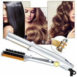 Fer À Lisser Professionnel Fer À Lisser Et Bigoudi Styler 2 En 1 Outil De Coiffure Multi-Cheveux Fer Plat Avec Brosse | Fer À Friser