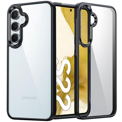 Coque Pour Samsung Galaxy S22, Protection Anti-Rayures Antichoc Silicone Noir + Dos Pc Transparent - E.F.Connection