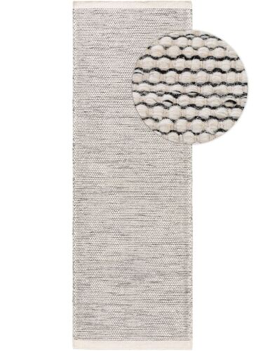 Tapis De Couloir En Laine Rocco Beige/Noir 80x250 Cm - Tapis Nature