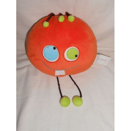 Carré Blanc Monstre Oiseau 1 Dent Doudou Qui Louche Orange Blelu Vert Patte Longue Coussin Carreblanc