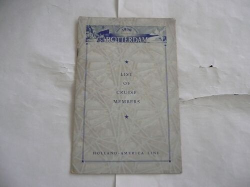 Holland America Line Cie - List Of Cruise Members - 29 Juin 1935 - Éd Holland America Liner - 1935