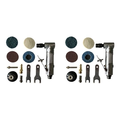 2x 1/4 Pouce Angle D'air Die Grinder 90 Degrés Pneumatique Machine De Meulage Coupé Polisseur Moulin Outils Gravure Ensemble Avec Clé Une
