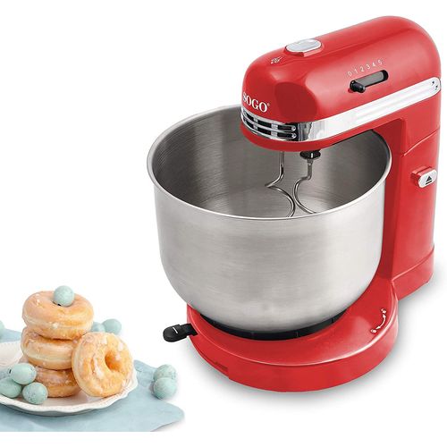SOGO SS-14505 Mélangeur à pâtisserie 350 W, 5 vitesses, sans BPA, rouge (mélangeur avec bol)