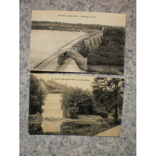Lot De 2 Cpa Du Barrage De Pont À Semur (Cote D'or)