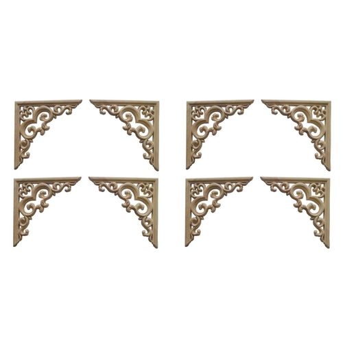 8 Pcs Non Peint Moulures En Bois Décalque Européenne Appliques Pour Meubles Armoire Fleur Sculpture Sur Décoratif 10 Cm