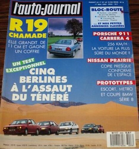 L'auto Journal 8 1989 Renault 19 Porsche 911 Nissan Prairie Prototypes Escort Metro Bmw