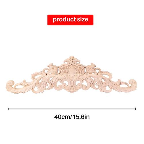 Appliques En Bois De Sculpture Pour Meuble Armoire Non Peint Autocollant Moulures Décoration Maison Ancien Décoratif 40X11X2Cm