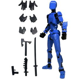 Figurine D'action Robot, Imprimée En 3d Avec Articulation Complète Pour Une Animation Stop Motion Bleue
