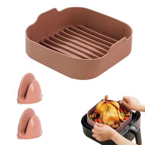 Plateau en Silicone pour friteuse à Air, plaque de cuisson avec poignée, poulet frit, Pizza, tapis sans huile, accessoires pour friteuse à Air