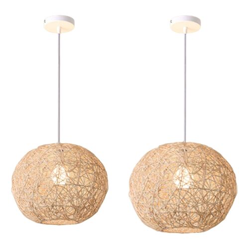 Naturel Pendentif Lumière E27 Tissé À La Main Pour La Décoration Salle À Manger Cuisine De Ferme De Thé