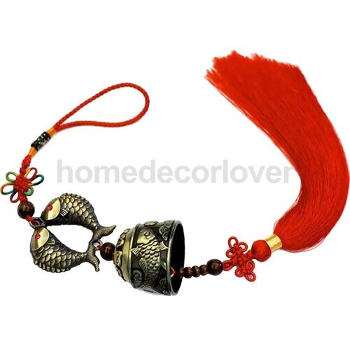 Carillon en laiton pour poisson, cloche suspendue, noeud chinois, ornement Feng Shui