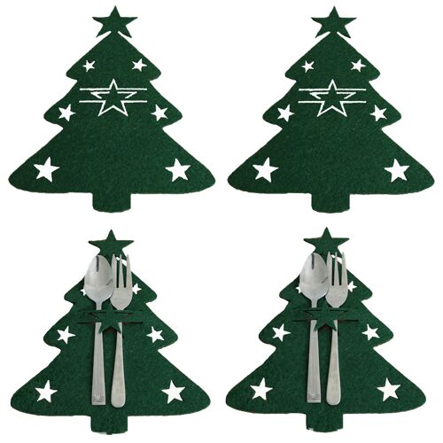 Sac À Couverts De Noël, 4 Pièces, Sacs À Couverts De Noël, Pochette Organisateur De Couverts Pour La Vaisselle